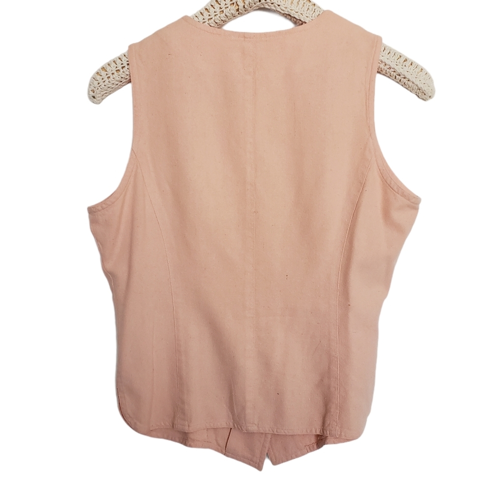 4 for $25 vintage 100% silk peachy buttondown top - Picture 2 of 3